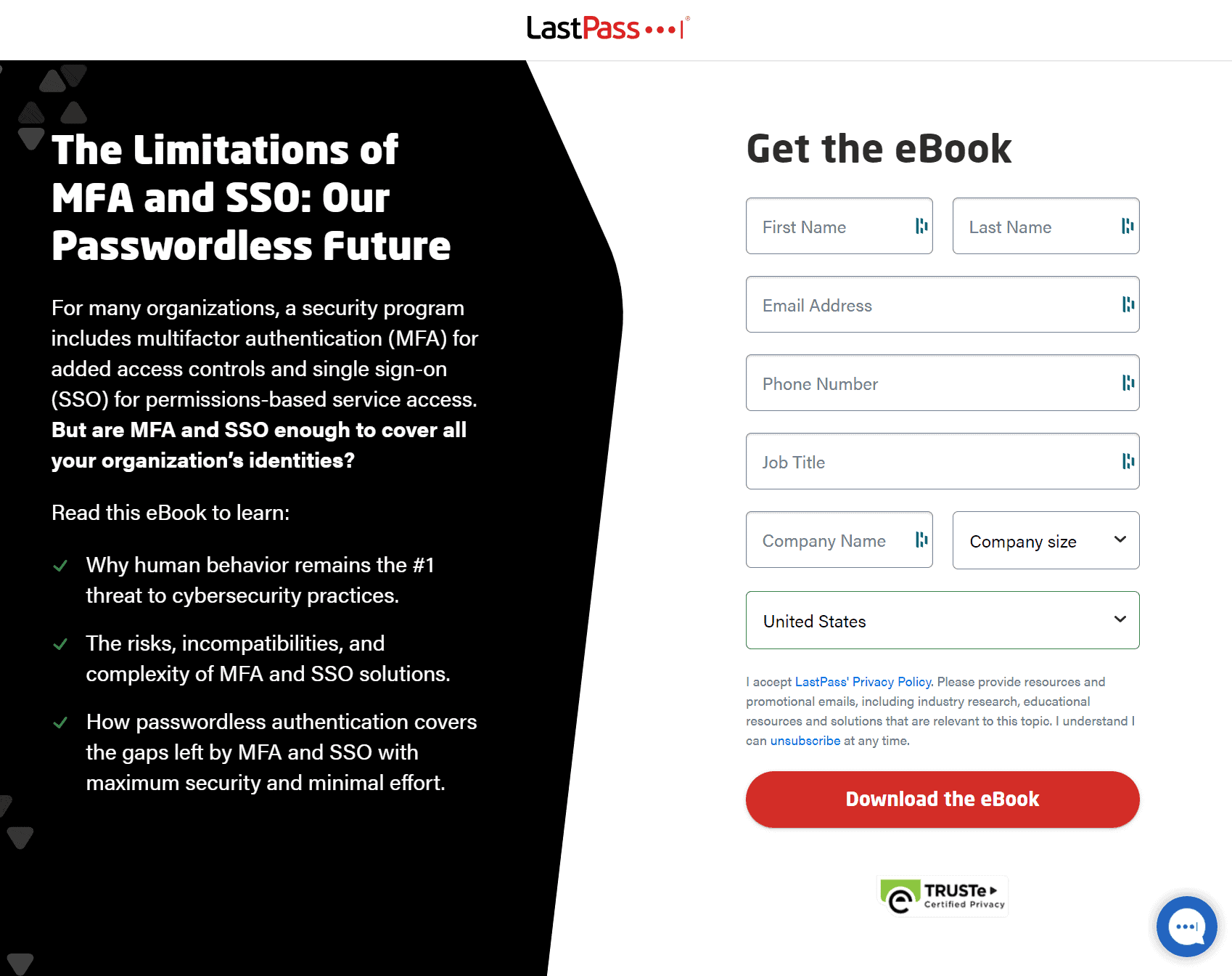 Landing page with a highly technical offer and jargon.