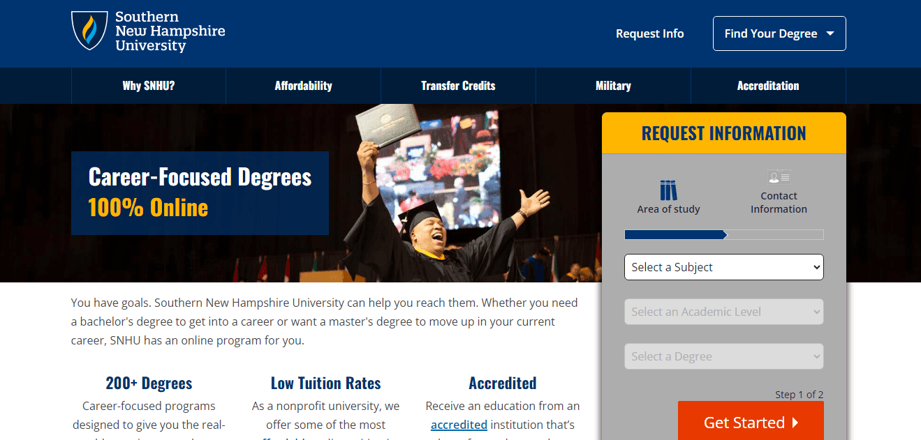 Lead gen landing page with a navigation bar specific to its offer