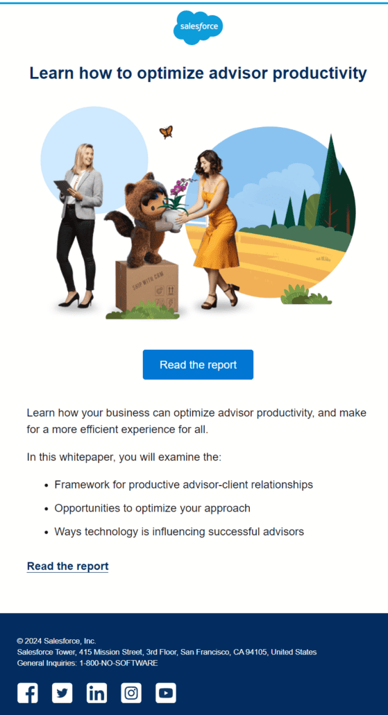 The email that sends traffic to Salesforce's landing page