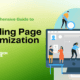 Rendering of tiny people working on a landing page on a computer